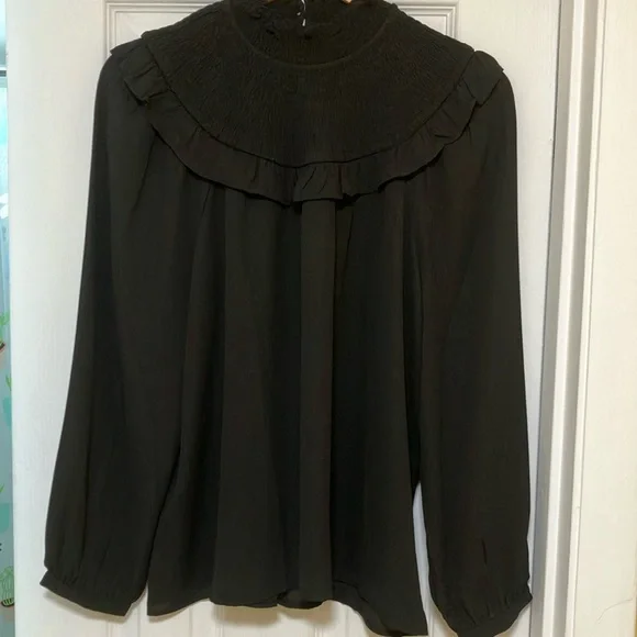 NWT - Ruffle Smocked Yoke Blouse by Ann Taylor Loft (ad photo) - Picture 2 of 5